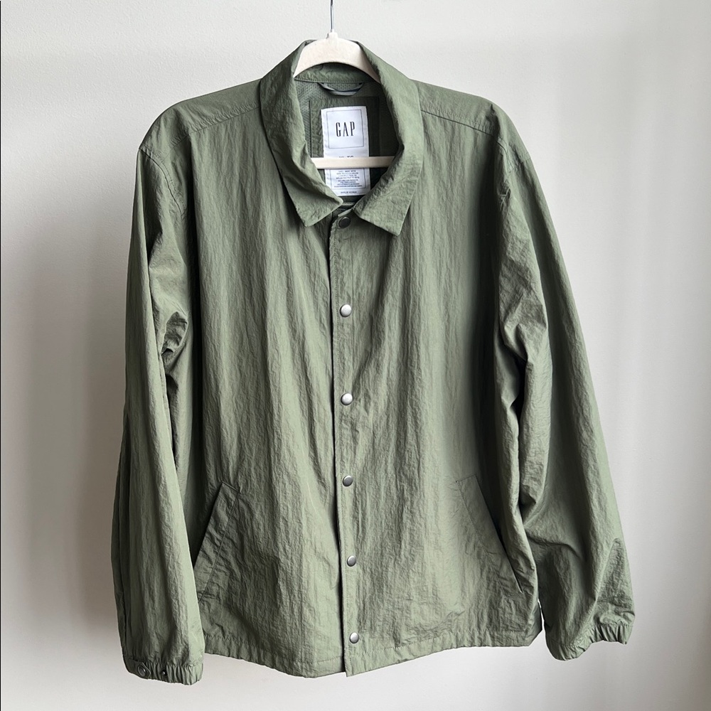 GAP Olive Green Nylon Coaches Jacket
